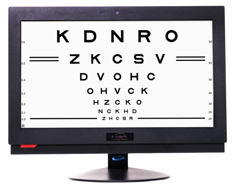 Acuitypro monitor with snellen chart a visual acuity chart for visual acuity testing.